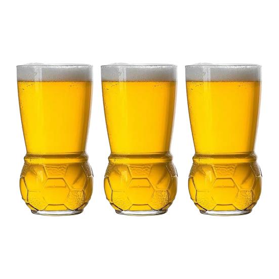 Soccer Beer Glass 460ml Capacity Clear Glass Football Bottom Design Pint Cup Mug