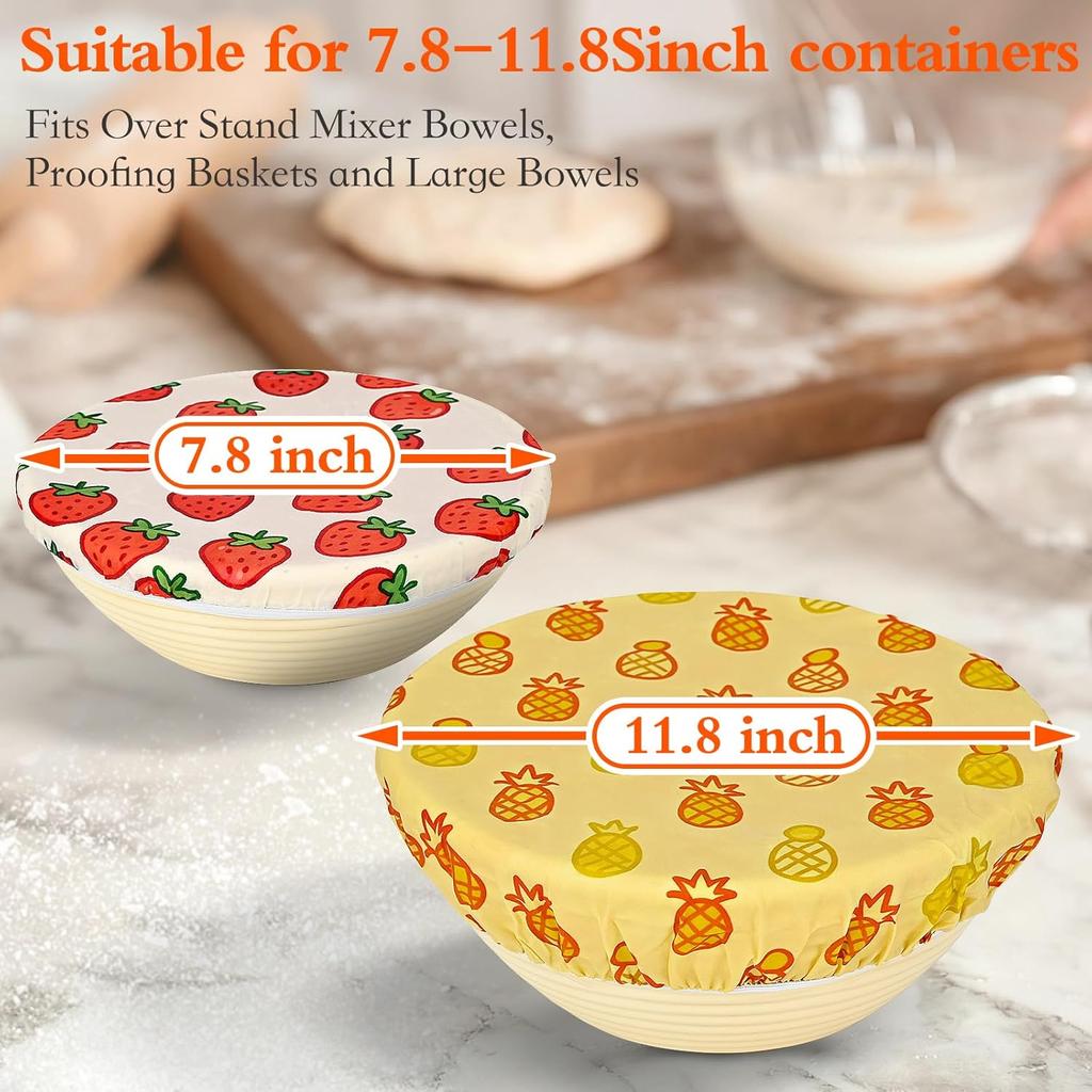 4 Pack Beeswax Bowl Covers,Reble Beeswax Bowl Covers, Elastic Cotton Cloth Sourdough Bread Cover, 7.8/11.8Inch Reble Bowl Caps for Bread Proofing