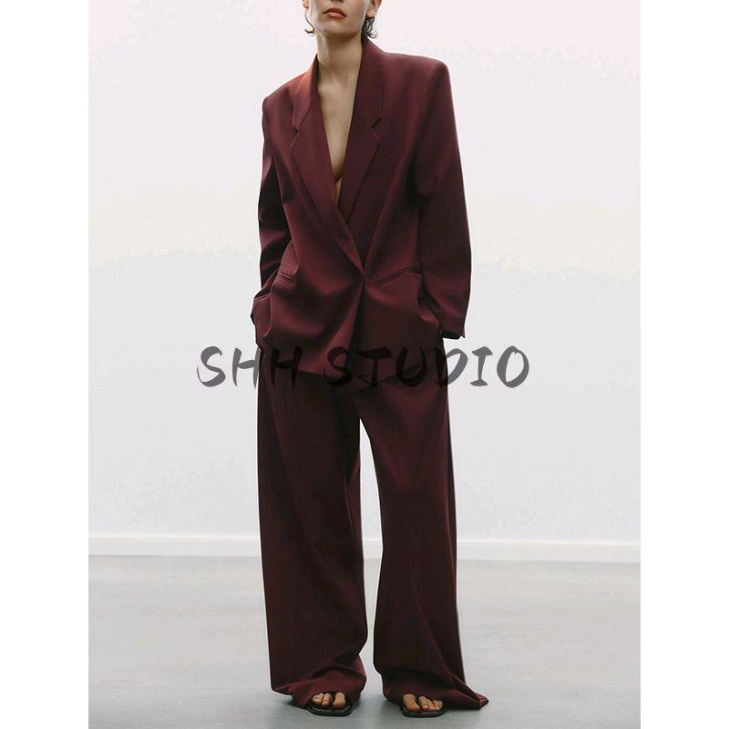 Spring Lapel Long Sleeves Double Breasted Loose Casual Suit Jacket 2010719 2010729 2010738