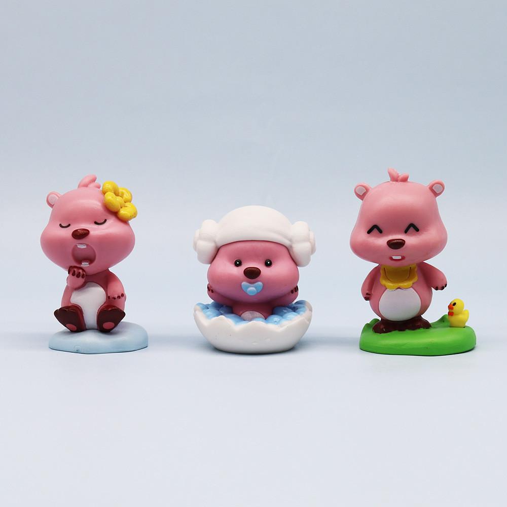 Lovely Pink Little Seal Figurine Baby Girl Gift Pvc Material 7cm Cute Little Beaver Doll Figurine Gift