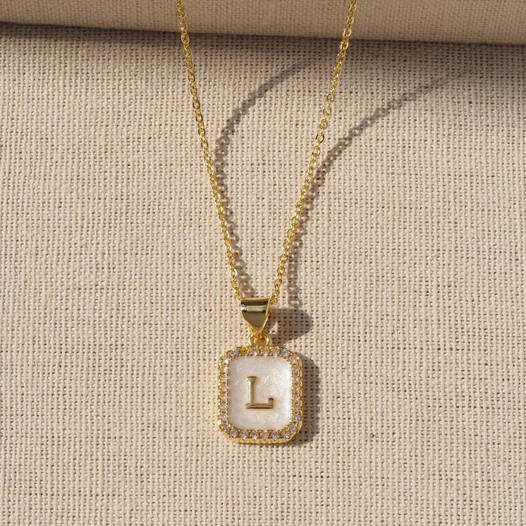 Trendy Gold-Plated A-Z Initial Pendant Necklace with Enamel Finish