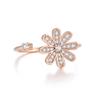 Trend Y2k Sparkling Flower Finger Rings For Women Girls Rose Gold Color Zircon Crystal Dating Romantic Ring Fashion Jewelry R080