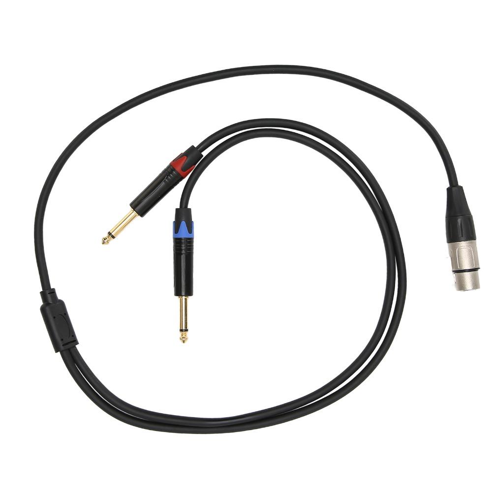 24K Gold Plated Dual 6.35mm Male To XLR Female Dual 1/4 Inch To XLR Cable  for Microphone