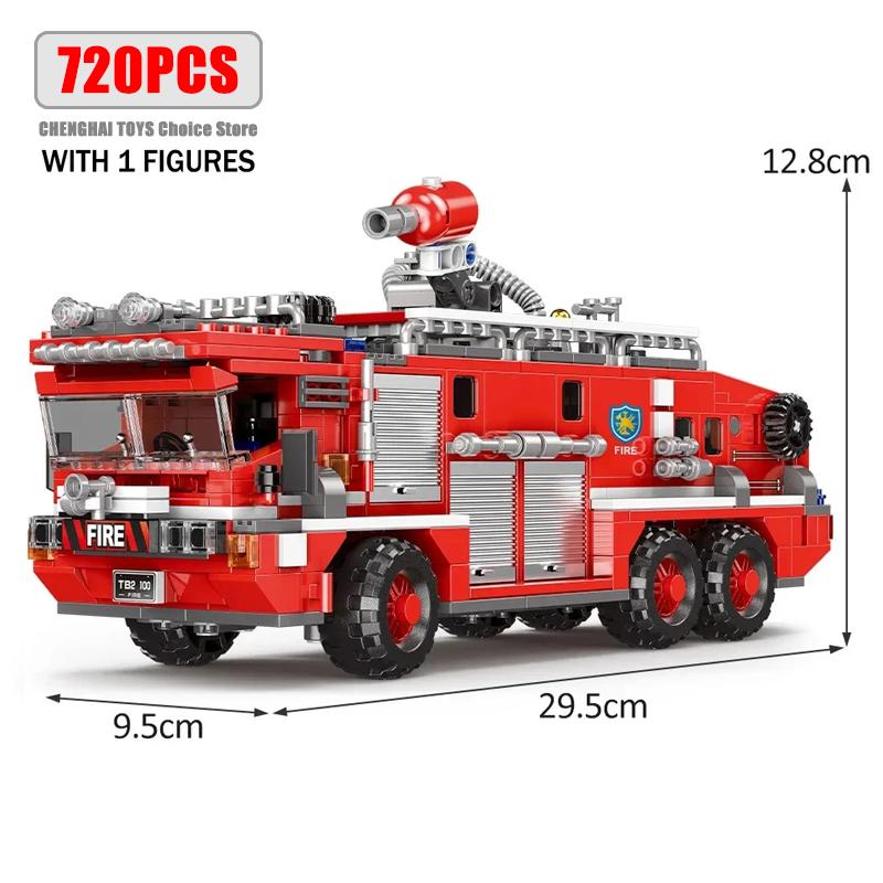 Simulation City Firefighter Rescue Engineering Vehicle Movable Building Block Fire Trucks Model Kit Childrens Assembled Toy Gift