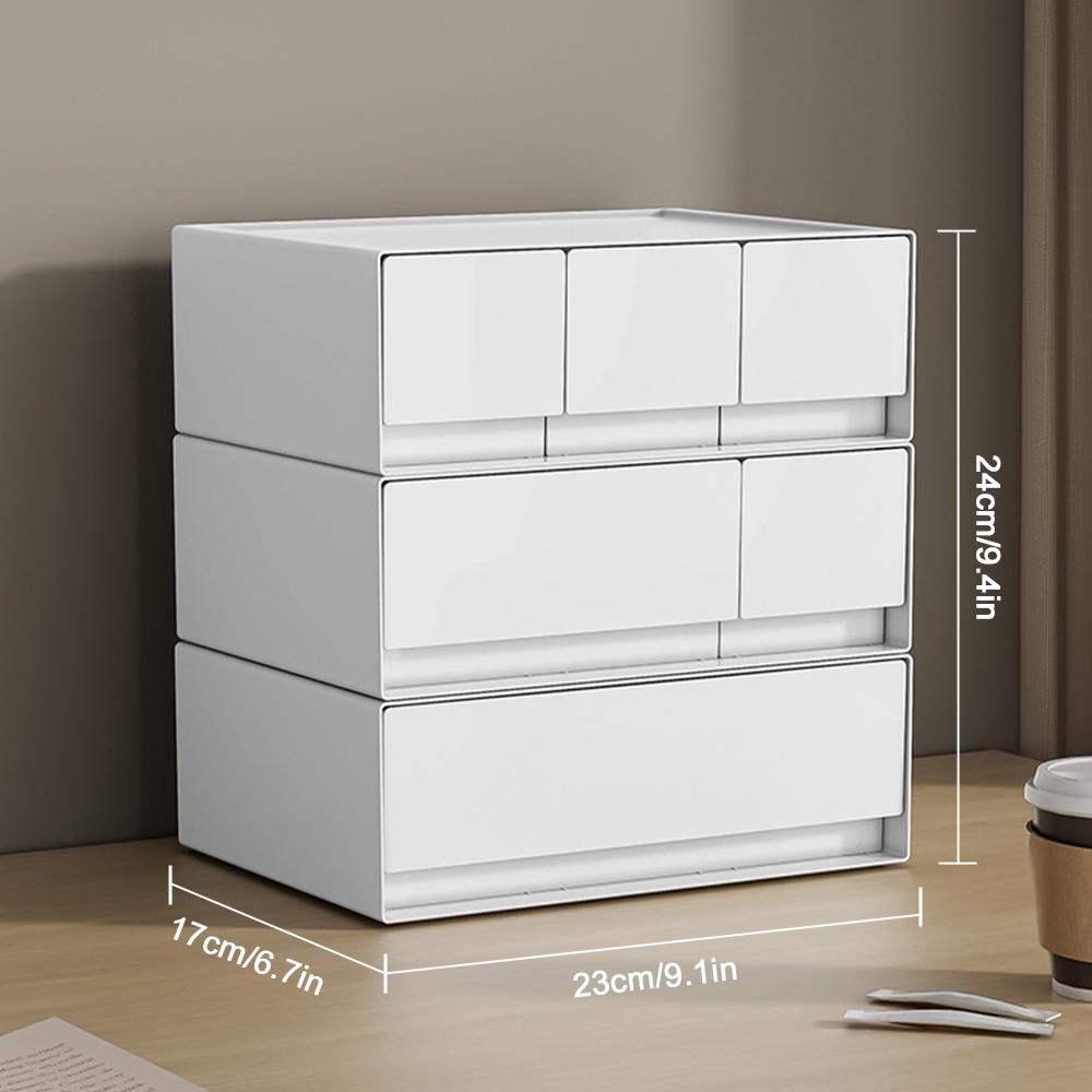 1/2/3-Schichtige Desktop-Schubladen-Aufbewahrungsbox Stapelbare Aufbewahrungsschubladen Schreibtischzubehör Kosmetik-Organizer Kleinkram-Halter für Zuhause