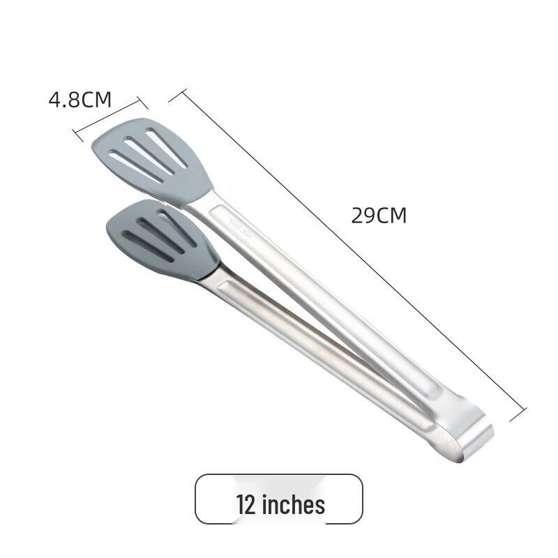 Qingkou Anti-Scald Stainless Steel Food Tongs with Gray Silicone Tips