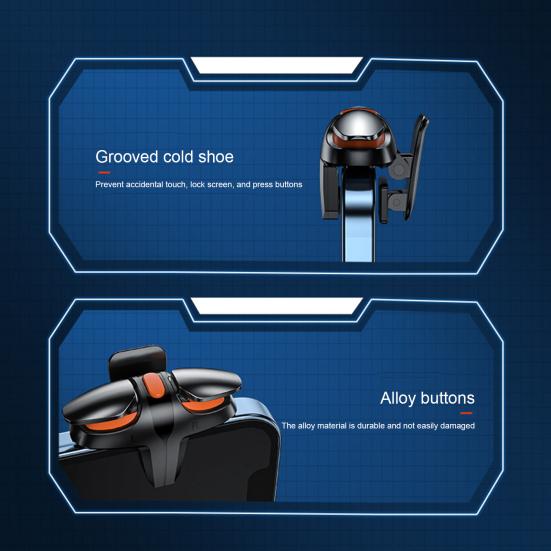 1 Pair Gaming Trigger Mobile Controller Frequency Conversion 4 Adjustable Speeds Four-Finger Linkage Phone Shooter Gamepad