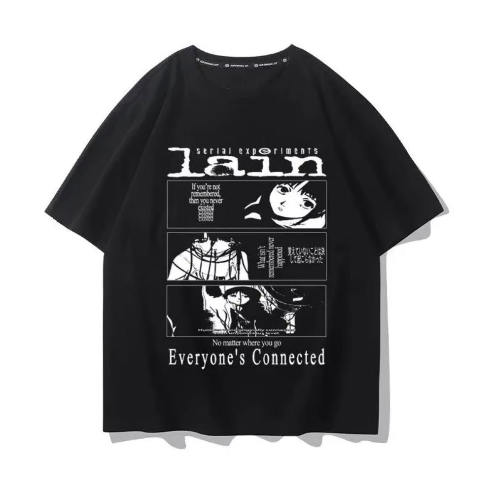 Tricou din bumbac din seria Experimental Lain Anime japonez Unisex Bărbați Femei Îmbrăcăminte de stradă y2k Top Manga cu personalitate Tricouri grafice
