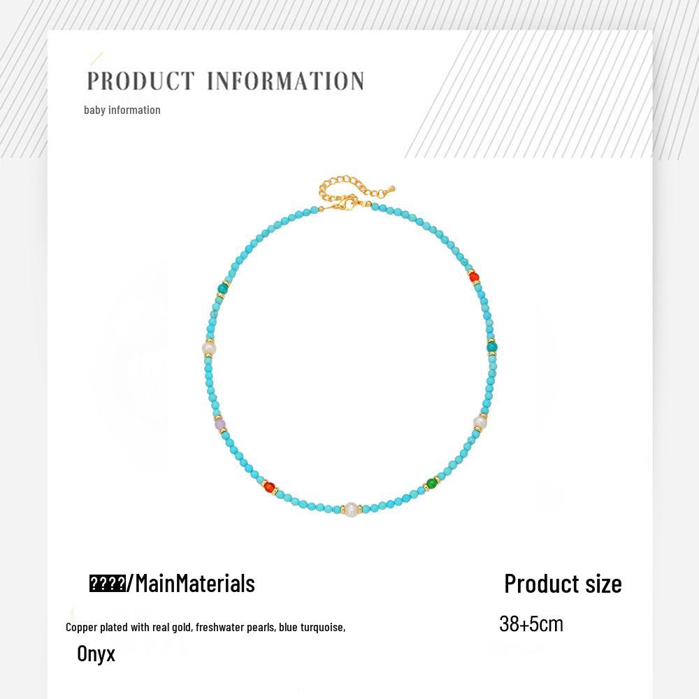 Brățară Colier din Piatră Naturală și Perle de Apă Dulce - Bijuterii cu Turcoaz Albastru și Agat Roșu pentru Femei