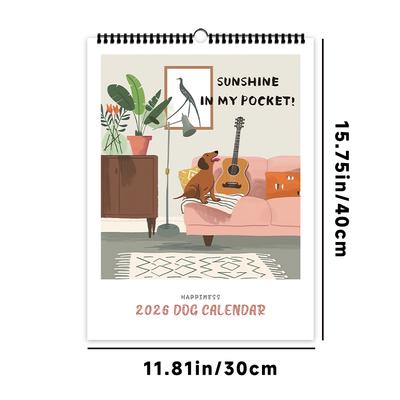 1 unidade Calendário de cão de desenho animado - Tema cão de estimação, 12 designs diferentes, calendário de parede, presente de aniversário, Natal, Ano Novo