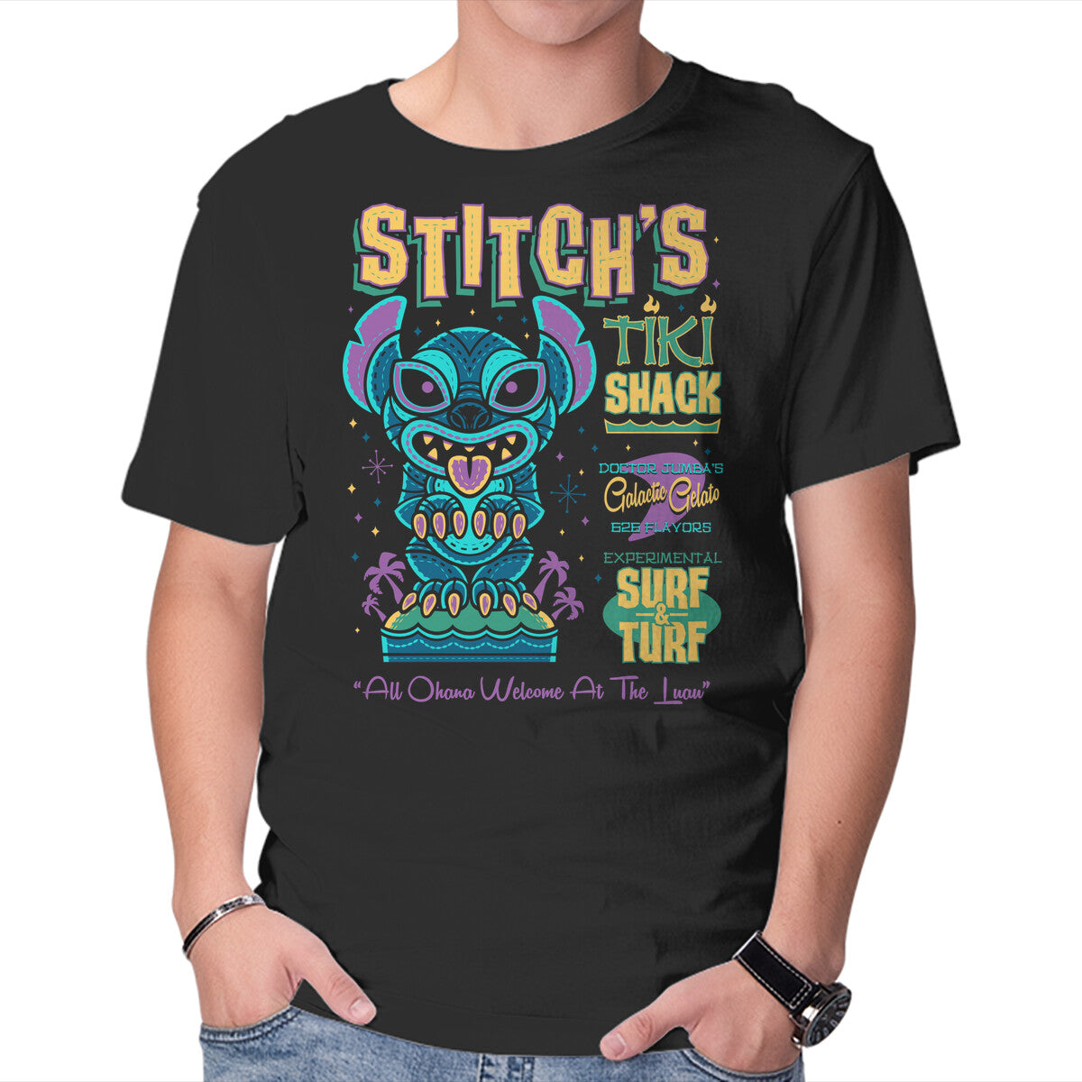 Unisex Crew Neck T-Shirt Stitch s Tiki Shack Graphic Short Sleeve Casual Tee M