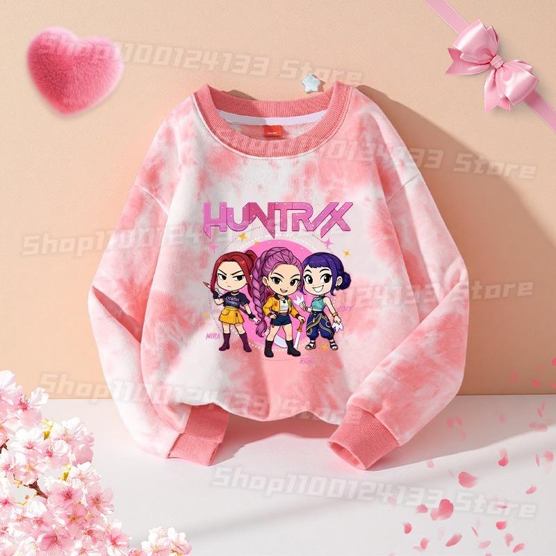 Spring And Autumn Demon Hunter Streetwear T Shirt Girl Cute Anime Print Kid Game Y2K Kawaii Tie-dye Women's Outdoor Pullover Long Sleeve Top Clothes