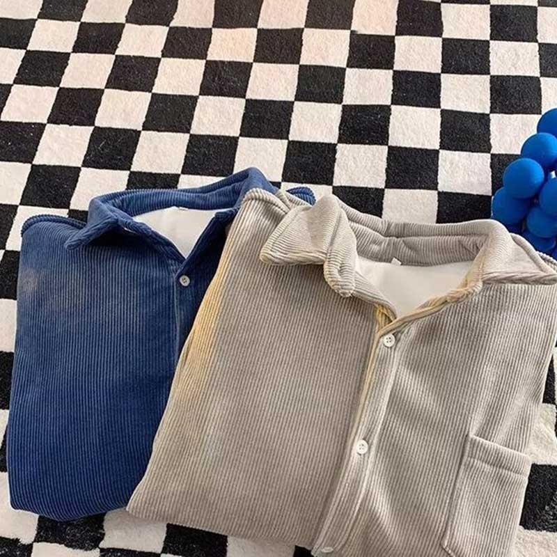 Shirt Coat for Women Cotton Winter Padded Warm Solid Color Thickened Casual Oversize Double Layer Jacket