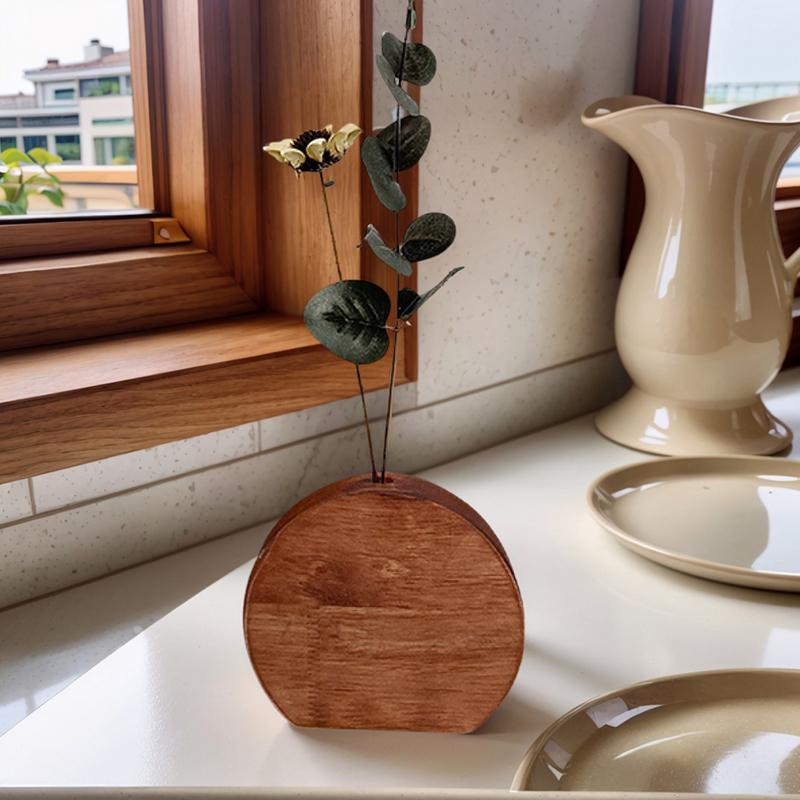 Handgefertigte Blumenkunst Schreibtischornamente Vase Heimdekorationen Holz Retro Natürliche Materialien Dekorativ 4 Stile