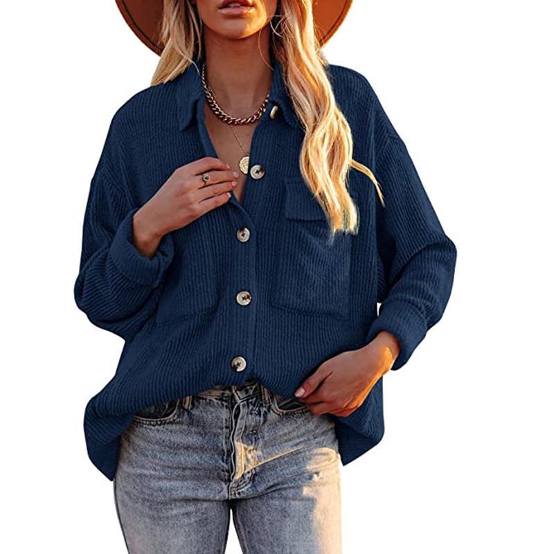 Women's 2026 Autumn/Winter Corduroy Long Sleeve Pocket Cardigan