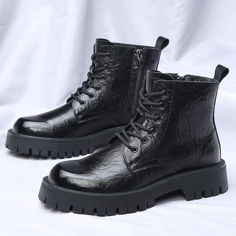 Mode Streetwear Herren Motorradstiefel Vielseitige Lässige High Top Schuhe Herren Echtes Leder Business Stiefel Klassische Kurze Stiefel
