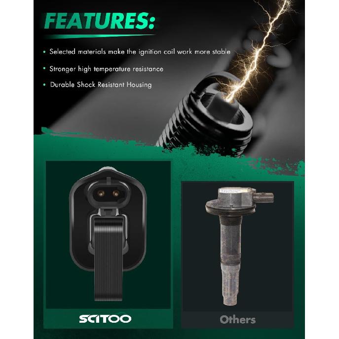 SCITOO Ignition Coil UF97 for Jeep Grand for Cherokee 5.2L/4.0L 1993-1997 for Jeep for Cherokee 4.0L/2.5L 1991-1997 1pc Ignition Coil