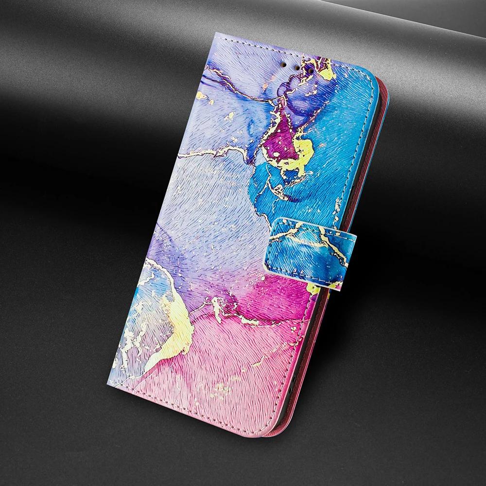 Coloured Drawing Wallet Case for Moto G04 G04S G13 G14 G23 G24 G32 G42 G52 G54 Power G62 G71S G82 G84 E14 Flip Stand Phone Cover