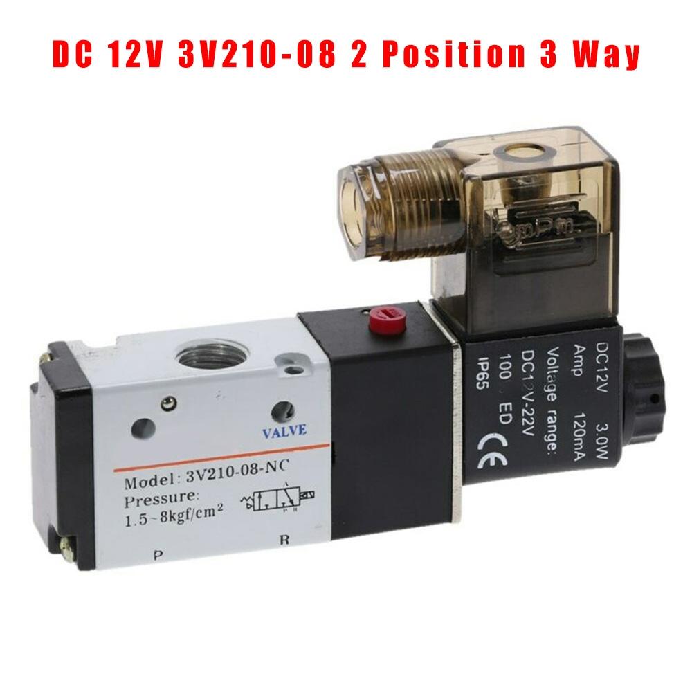 DC 12V 3V210-08 2 Position 3 Way 1/4 PT Air Pneumatic Solenoid Valve 0.15-0.8MPa