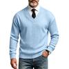 Maglione da Uomo Autunno Inverno a Treccia Monocolore Scollo a V Manica Lunga Casual Business Maglione Lavorato a Maglia