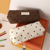 Dotted Print Fabric Pencil Case Big Capacity Pen Pouches Travel Makeup Storage Bag for School Offices Travel Daily Use