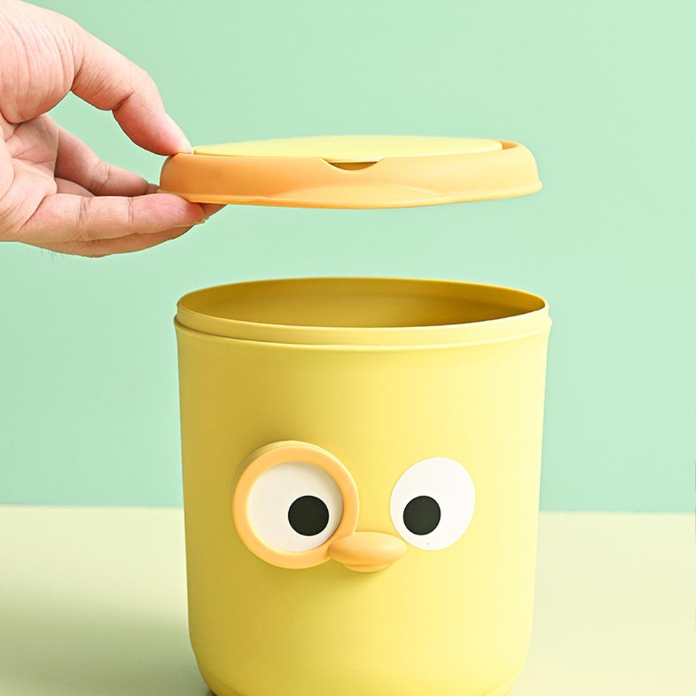 Mini Desktop Trash Can Cute Dustbin INS Simple Belt Lid Small Storage Bucket Kitchen Basket Garbage Bin for Office Home Rubbish