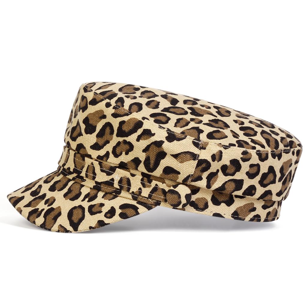 Chapéu Marinho Estampa de Leopardo Moda de Rua Boina de Copa Reta Chapéu Masculino e Feminino Chapéus Personalizados Bonés Casuais