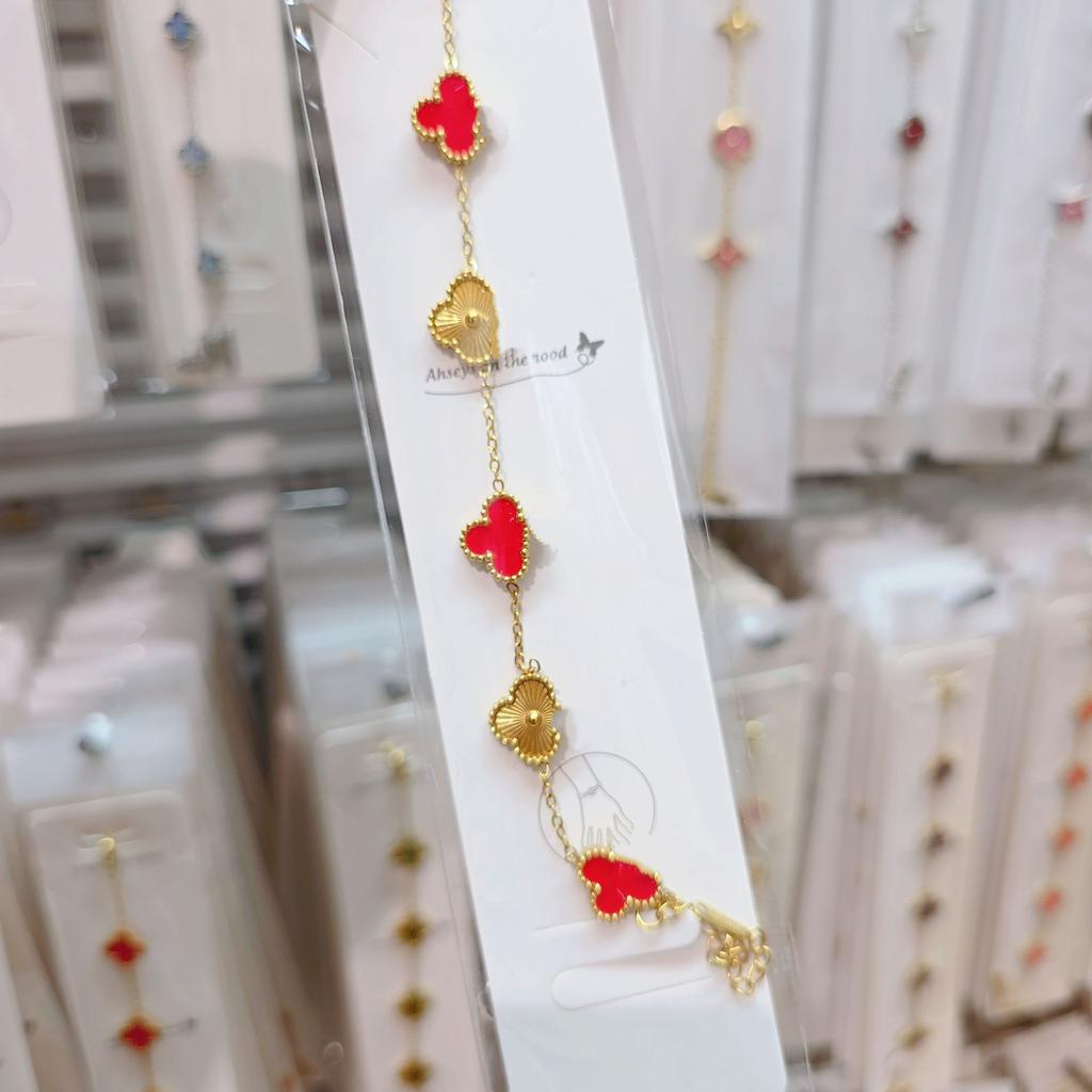 Double-sided Five-flower Four-leaf Clover Bracelet Titanium Steel Does Not Fade Light Luxury High-end Jewelry