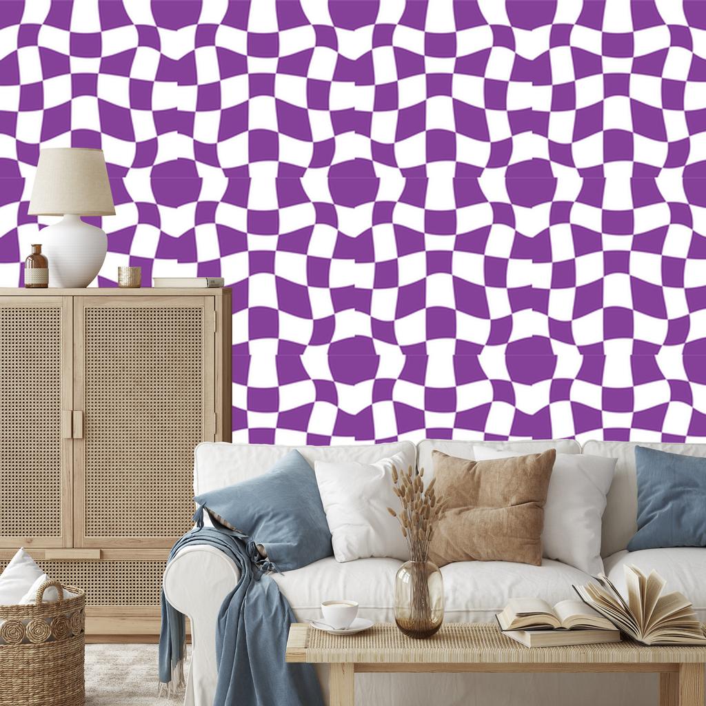 Free checkerboard wallpaper purple for living room and bedroom 50x1000