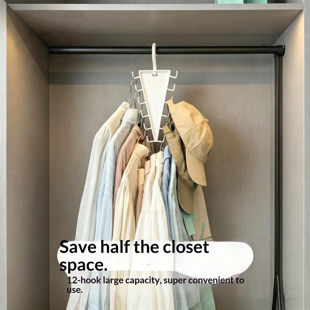 Double Sided 12 Hooks Storage Rack V Shaped Baseball Cap Holder Belt Hat Scarf Organizer Hooks Wardrobe Space Saving Rack