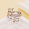 Stainless Steel Retro Elegant Cross Line Open Ring - Vacuum Plated Gold Jewelry