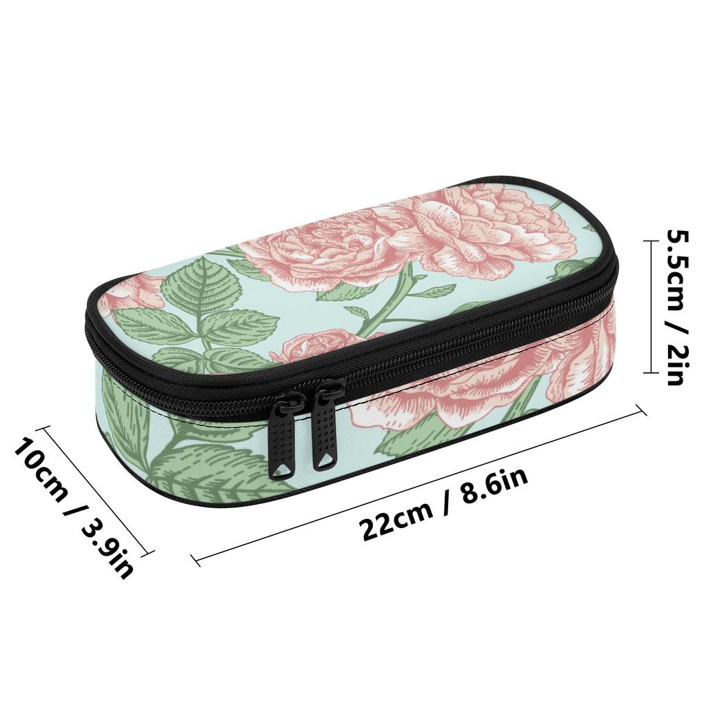 Pen Case Organized Storage Zip Around Closure 300D Polyester with Mesh Pocket Removable Divider and Pen Slots for Everyday Study