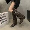 2026 Spring and Autumn Long Style Sexy Black Khaki Brown Women's Boots in Stock