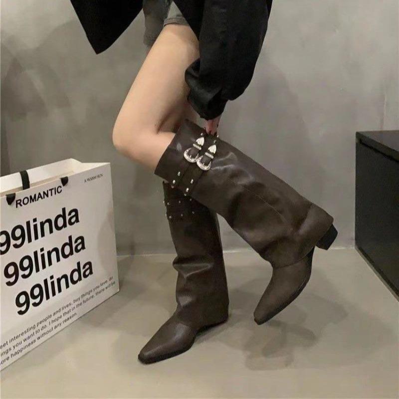 2026 Spring and Autumn Long Style Sexy Black Khaki Brown Women's Boots in Stock