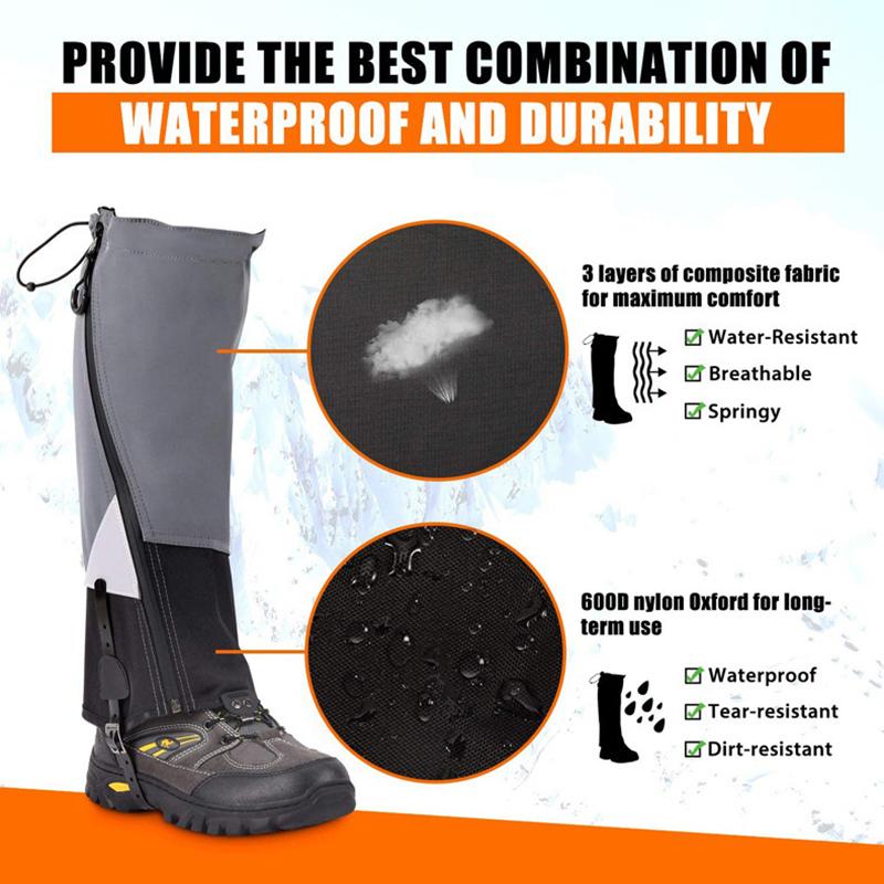 1 Pair Legging Gaiter Outdoor Ski Gaiters Waterproof Snow Leg Covers for Winter Hiking Mountaineering Sand Protection