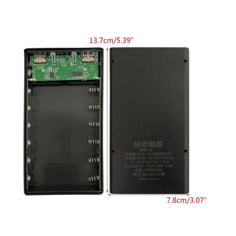 DIY 6x18650 Battery Case Charger Outer Plastic shells Power Bank Shells Portable External Boxes without Batteries