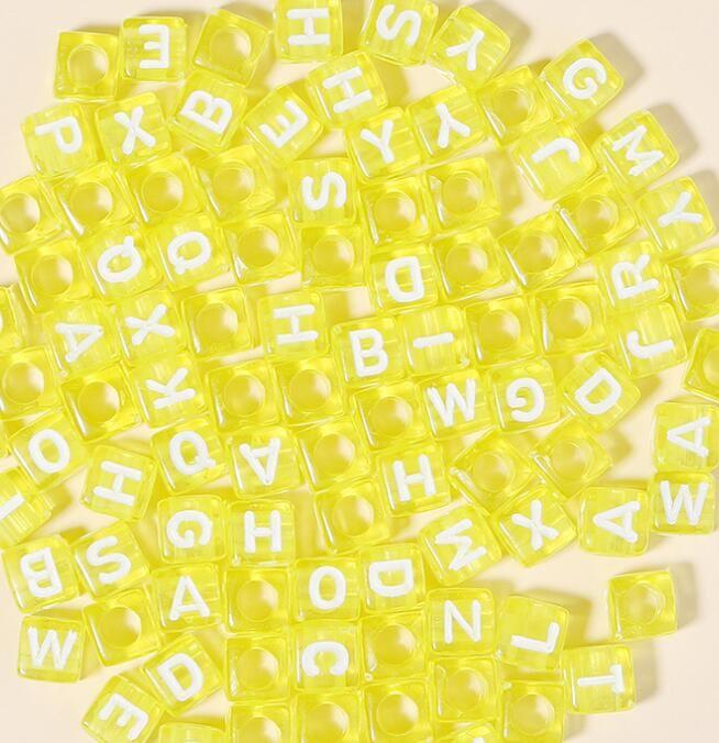 100pcs/Lot Mixed Acrylic Square Letter Beads Colored Cube Spacer Alphabet Bead for Jewelry Making DIY Charm Bracelet Accessories