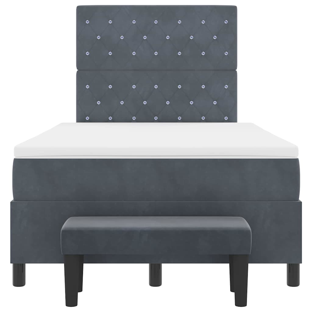Box Spring Bed with Headboard Dark Grey 190 X 120 Cm Velvet