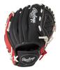 Rawlings Baseballová rukavice JPL91 pro trénink dětí (9 palců / Batole) Míč, Pravoruký hod, Šarlatová/Černá