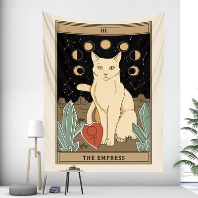 Tarot Kedi Ay Goblen Büyücülük Kehanet Goblen Hippi Boho Duvar Asılı Duvar Dekor Zemin Kumaş Yatak Odası Ev Dekor