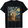 Katze Van Gogh Stil Sternennacht Kunst Lustiges Grafik T-Shirt