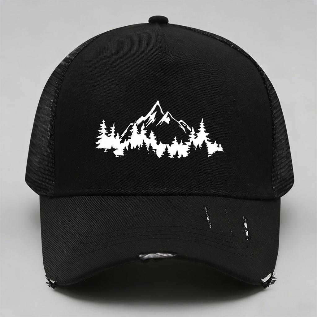 Unisex Adjustable Baseball Cap With 'Mountain' Pattern Print Design, Breathable Mesh Structure And Comfortable Fabric,Sports Hat