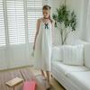 Ceme Adu Cest_Floral Embroidery Ribbon Dress_White