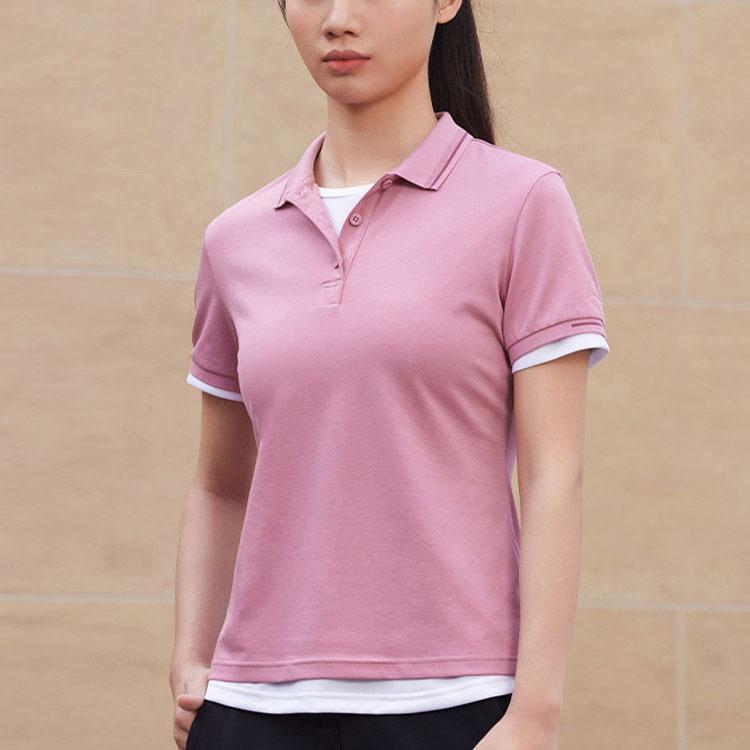 Li Ning Lifestyle Series Solid Color Comfortable Versatile Breathable Casual Short Sleeve Polo Shirt Women Tops Light-Pink APLT084-2