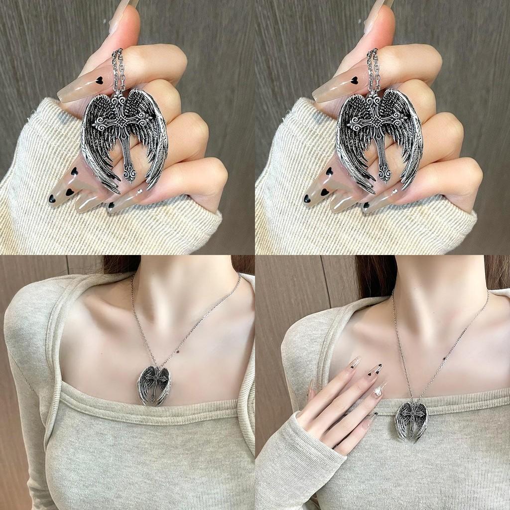 And Bold Unique Womens Vintage Cross Necklace Featuring Exquisite Angel Wings Design