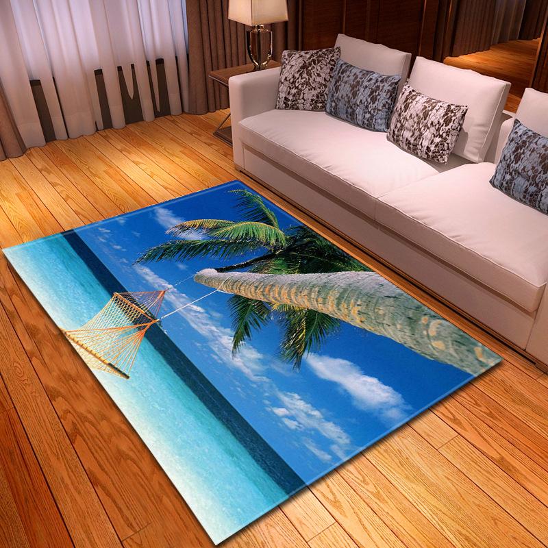 Beach Concept Landscape Living Room Carpet Bedroom Dining Room Floor Mat Pattern Size
