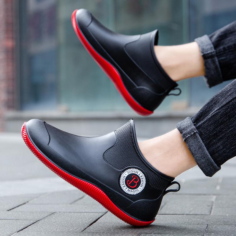 Pánské holínky s polovičním rukávem s nízkým svrškem, gumové boty s nízkým svrškem, protiskluzové holínky, holínky s nízkým svrškem na mytí auta, rybaření, do kuchyně, do jídelny