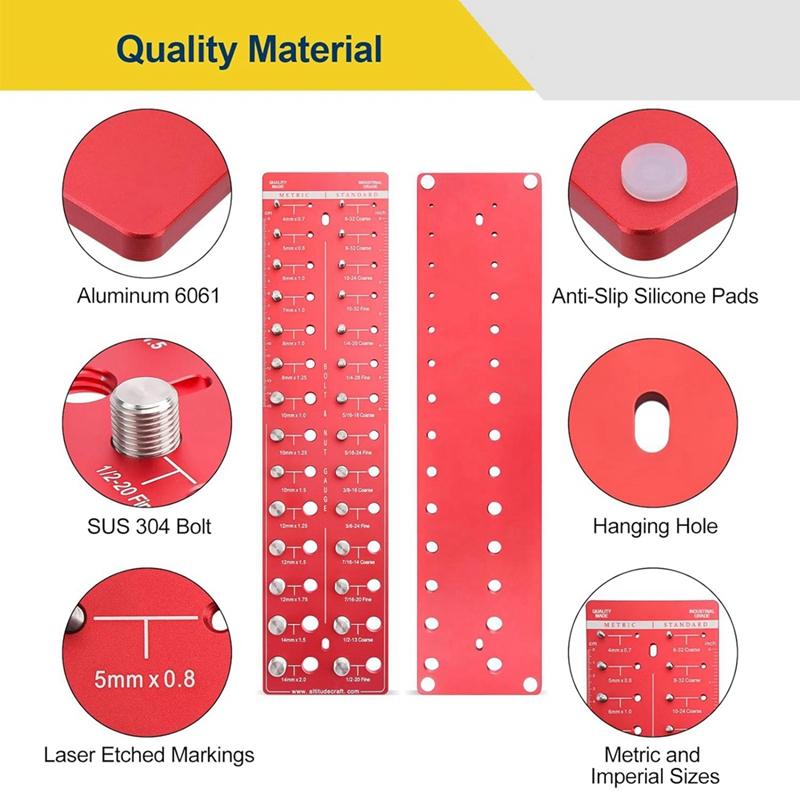 Thread Checker, Nut And Bolt Thread Checker, Bolt Size And Thread Gauge, Bolt And Nut Identifier Gauge, Bolt Gauge Durable