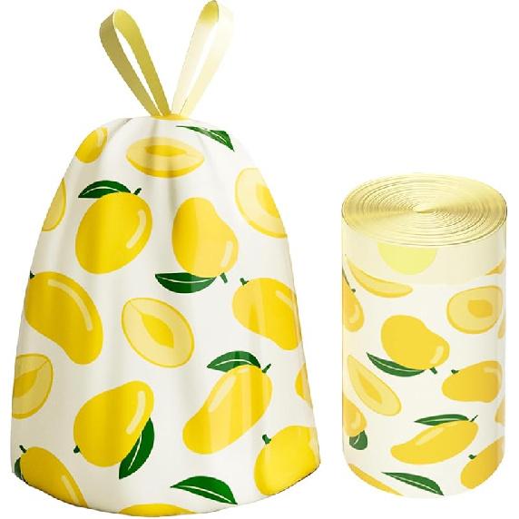 4 Gallon Trash Bags, Small Garbage Bags with Drawstring and Printed Lily Design, Tear-Free, Leakproof & Durable Small Trash Bags for Bathroom,