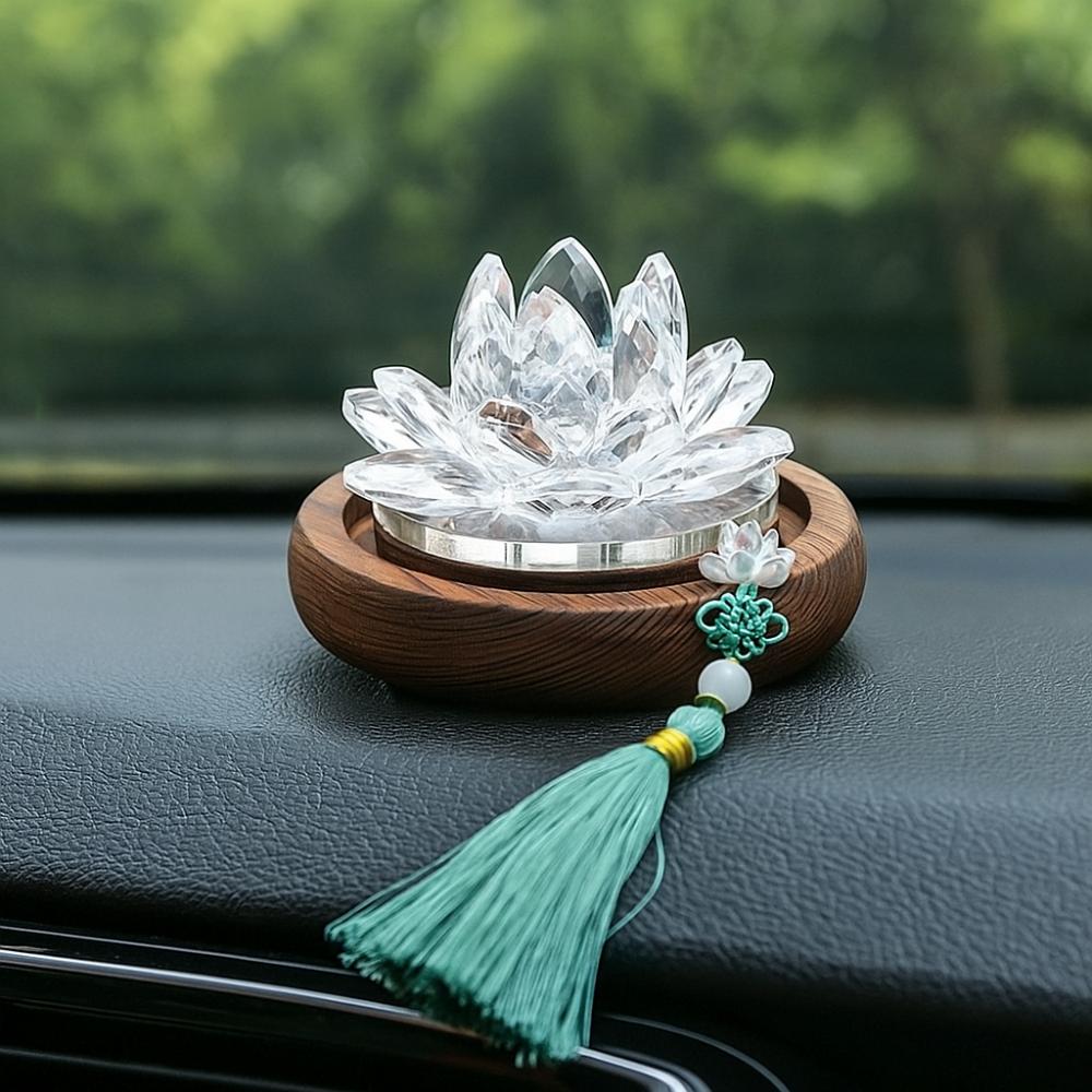 Chinese Style Car Center Console Ornament Realistic Crystal Lotus Decoration  Living Room